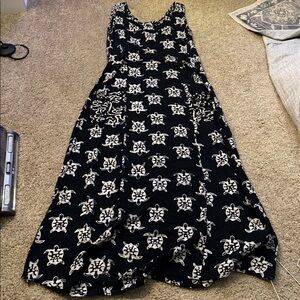 Elegant Black and White Floral Dress
